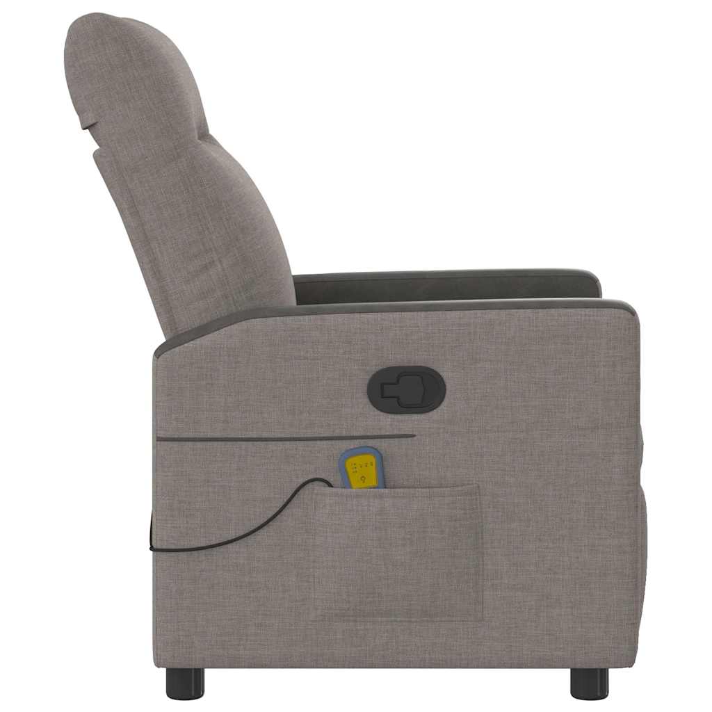 Poltrona de massagens reclinável tecido cinzento-acastanhado