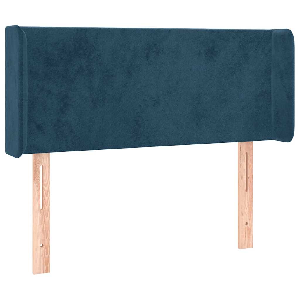 Cabeceira cama c/ luzes LED veludo 103x16x78/88 cm azul-escuro