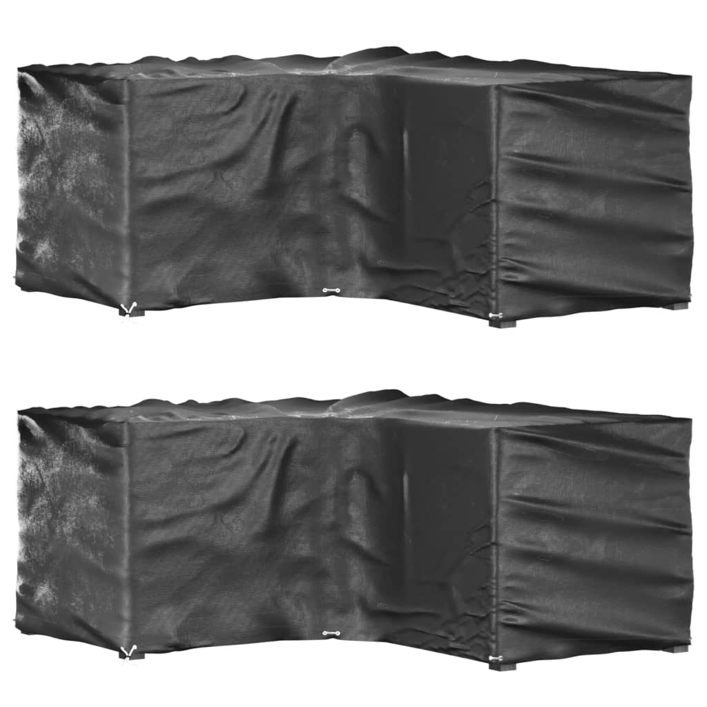 Capas p/ mobília jardim forma de l 2 pcs 16 ilhós 215x215x90 cm