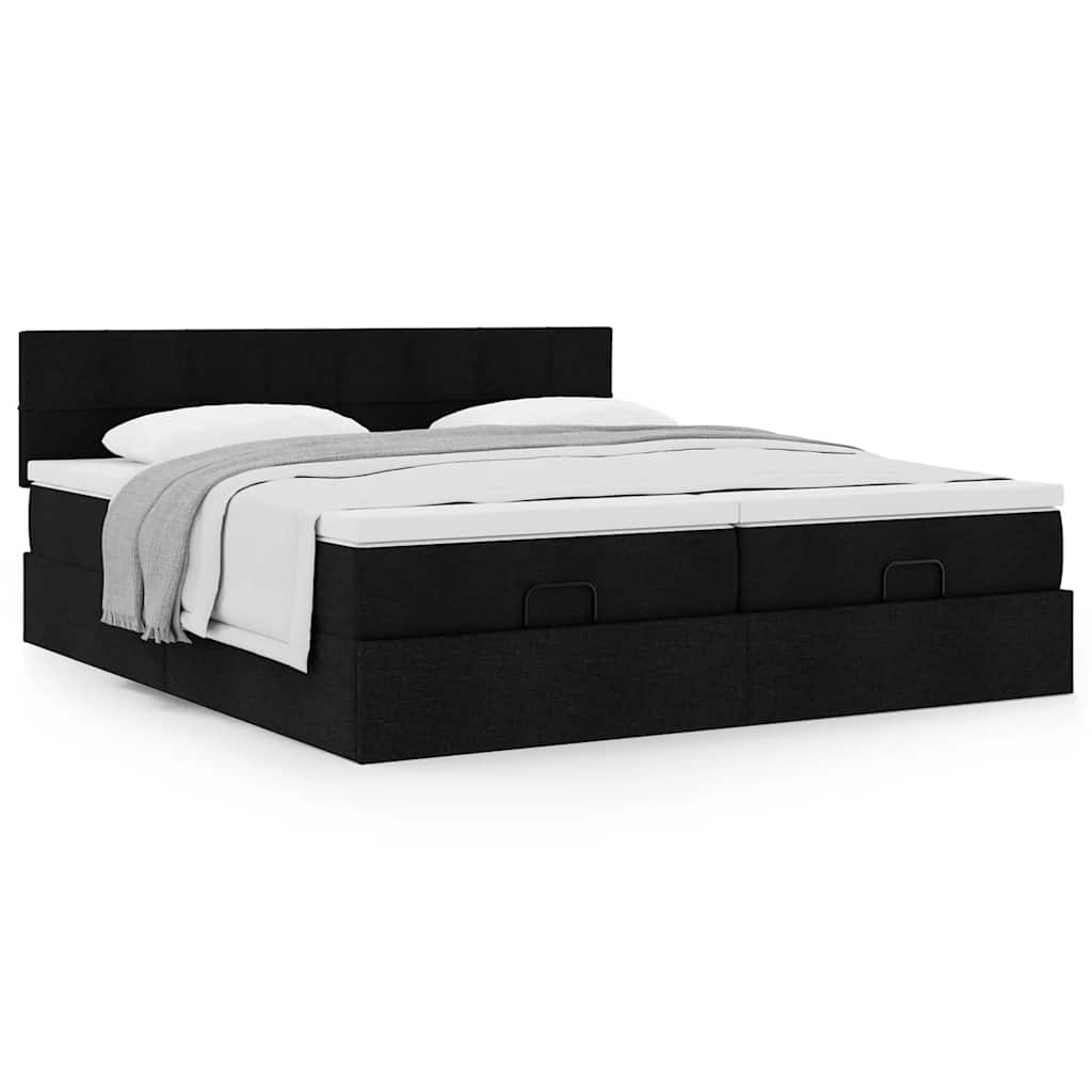 63 / 5,000Vidaxl estrutura de cama otomana com colchões tecido preto