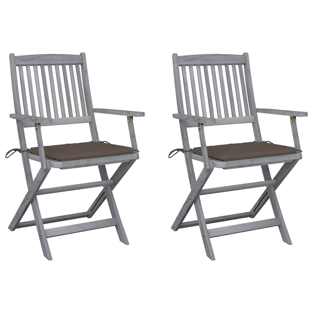 Cadeiras exterior dobráveis c/ almofadões 2 pcs acácia maciça