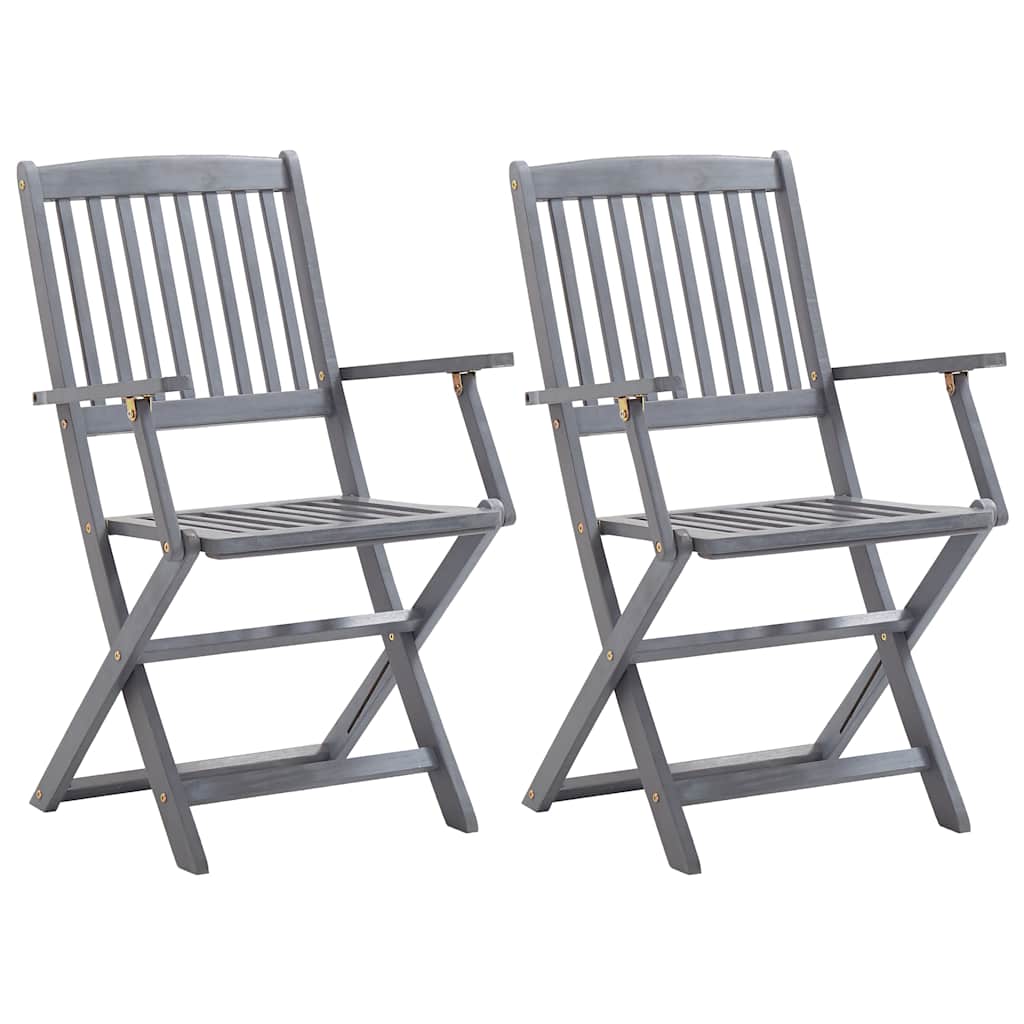 Cadeiras exterior dobráveis c/ almofadões 2 pcs acácia maciça