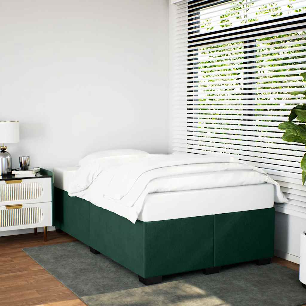 Estrutura de cama sem colchão 120x200 cm veludo verde-escuro