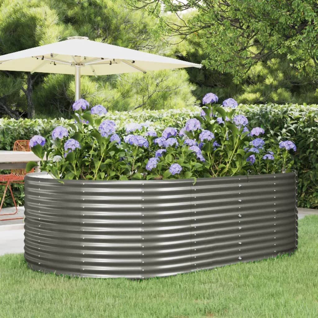 Canteiro elevado jardim 212x140x68 aço galvanizado cinzento