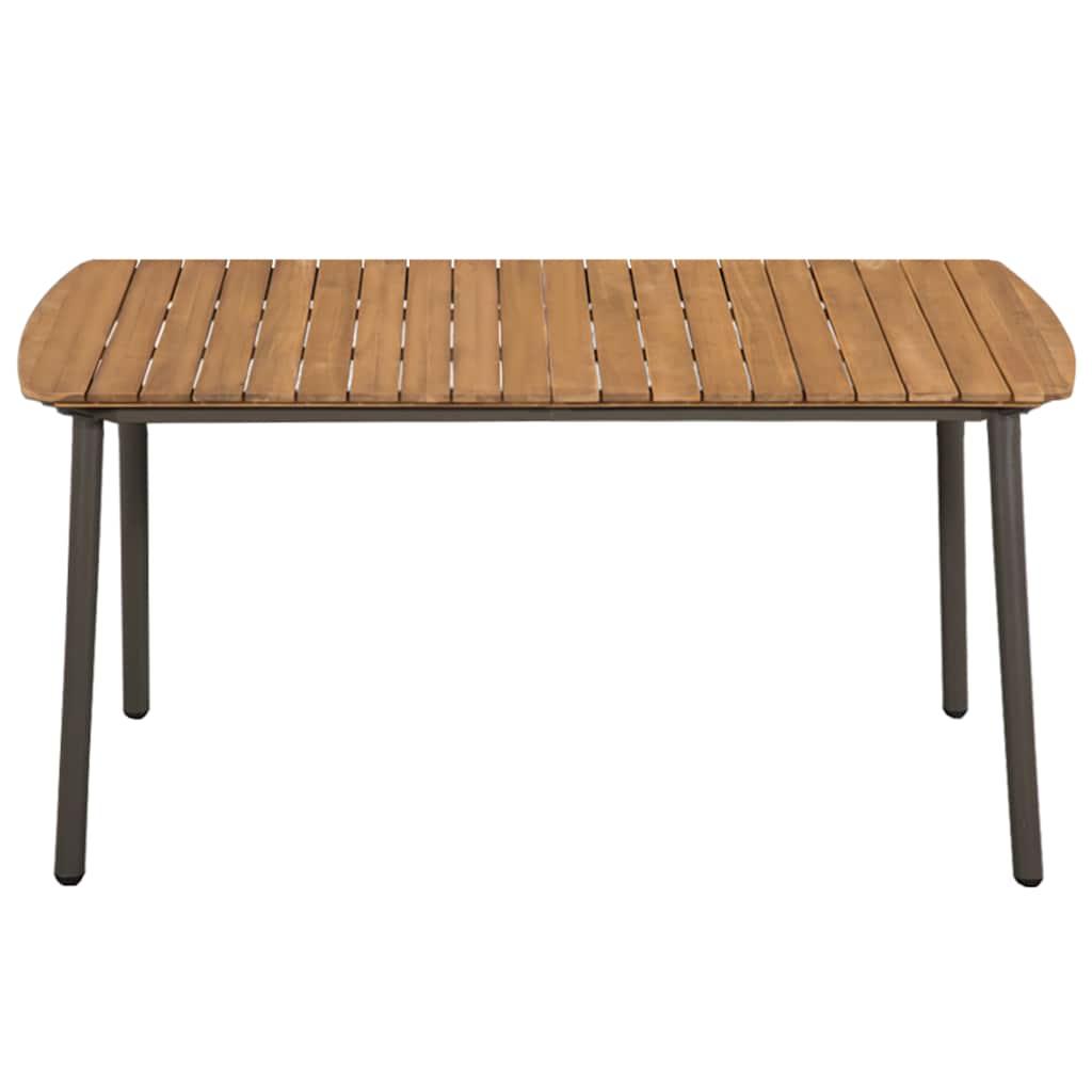 5 Pcs conjunto de jantar para jardim vime PE castanho