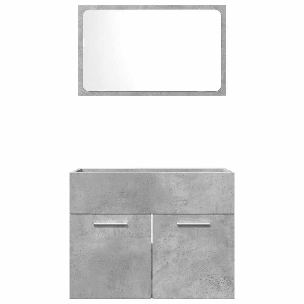 2 Pcs conj. móveis casa banho derivados madeira cinza cimento