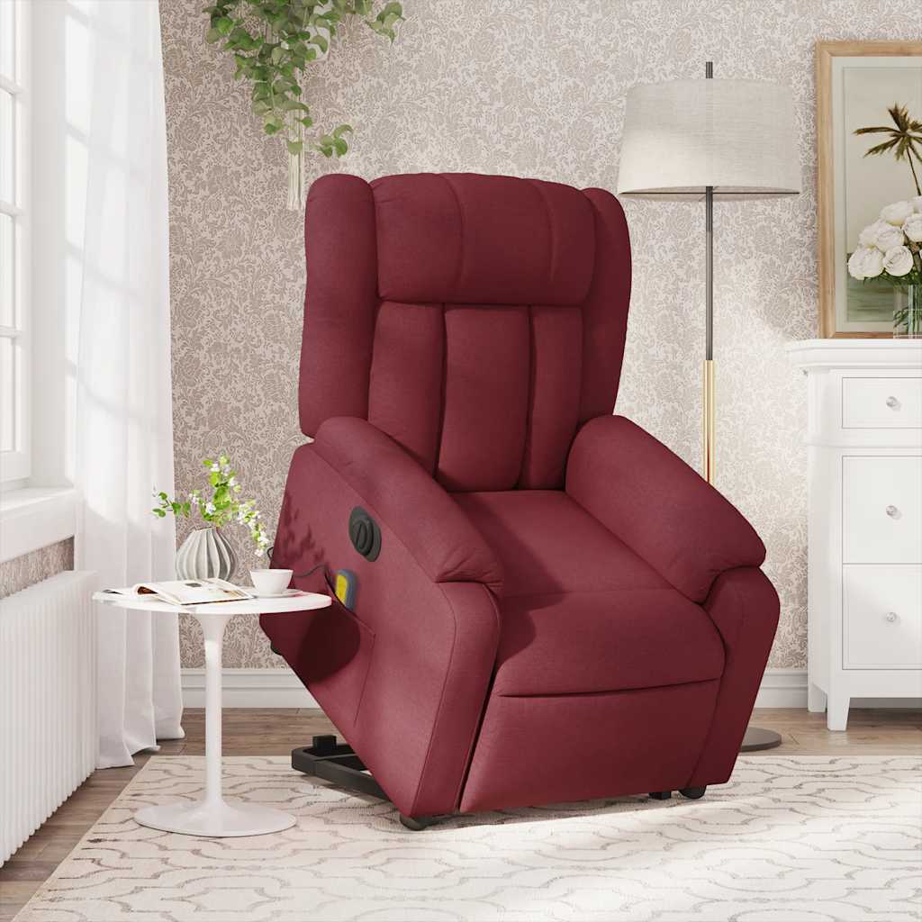 Poltrona elevatória de massagens elétrica tecido vermelho tinto