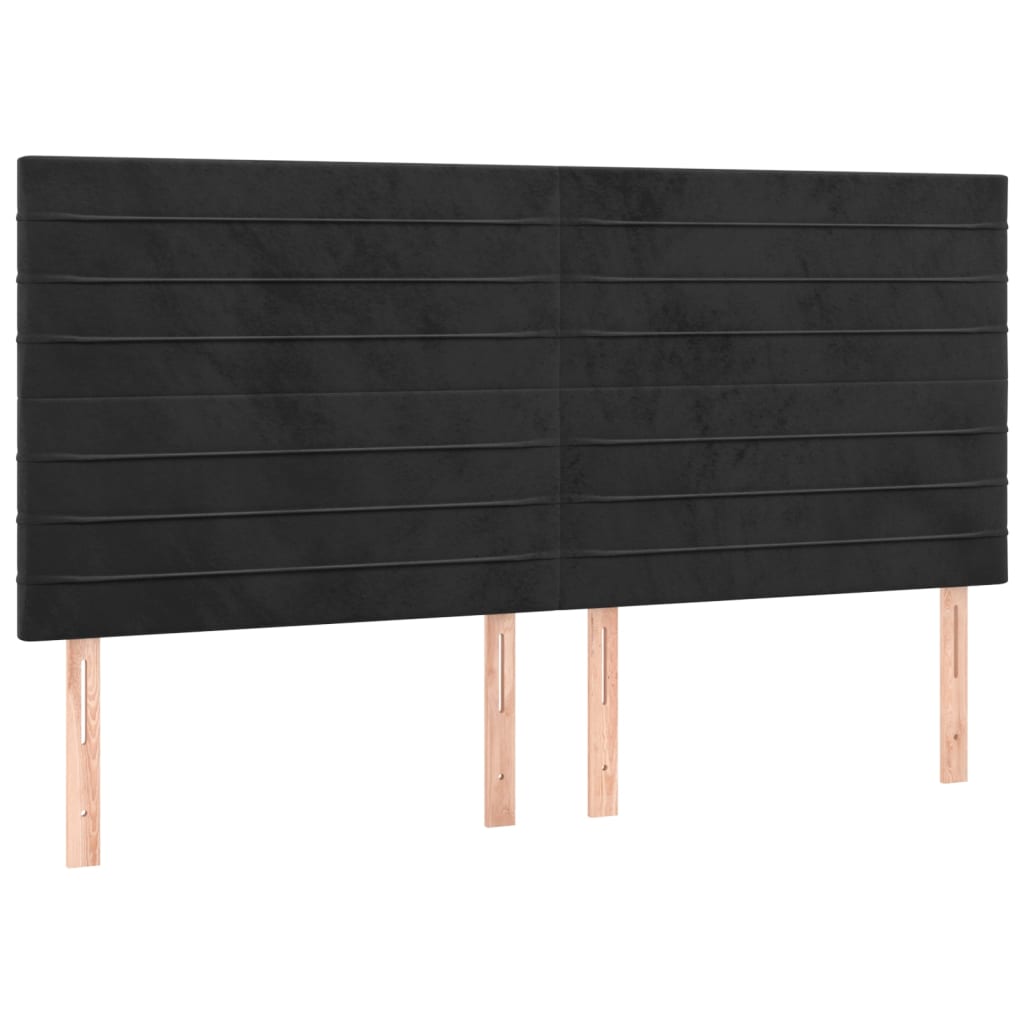 Cabeceira de cama c/ luzes LED veludo 200x5x118/128 cm preto