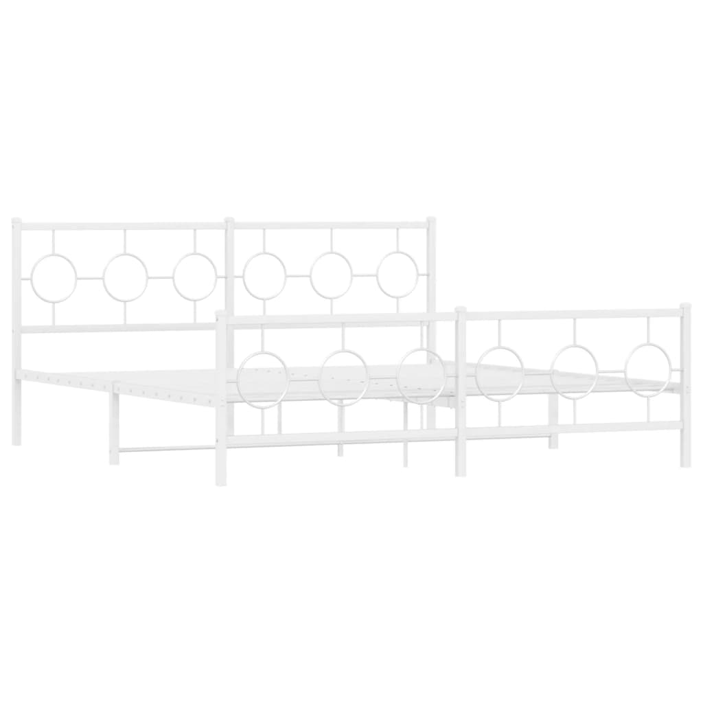 Estrutura de cama com cabeceira e pés 180x200 cm metal branco