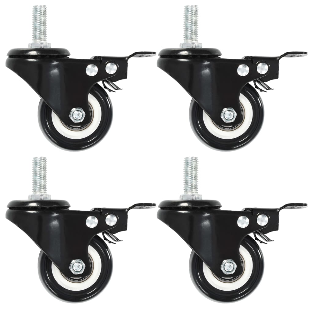 12 Pcs rodas giratórias com travões 50 mm