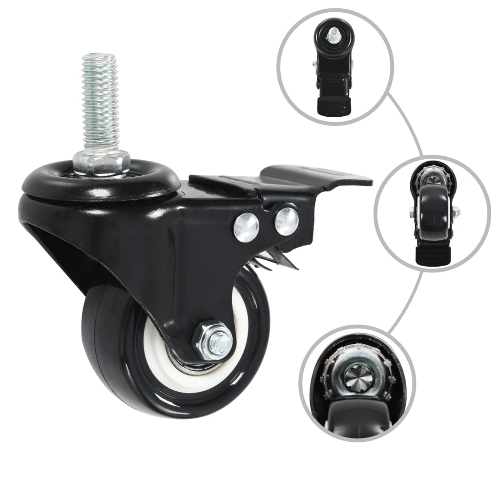 12 Pcs rodas giratórias com travões 50 mm