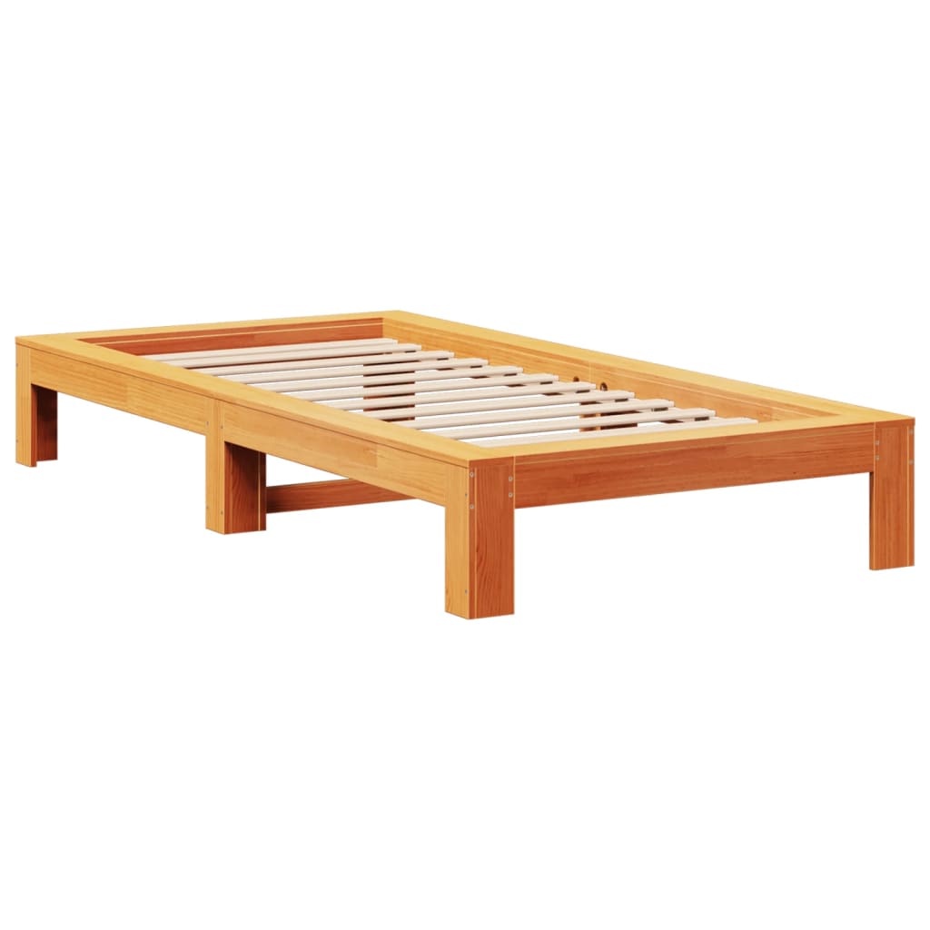 Cama sem colchão 90x200 cm pinho maciço castanho-mel