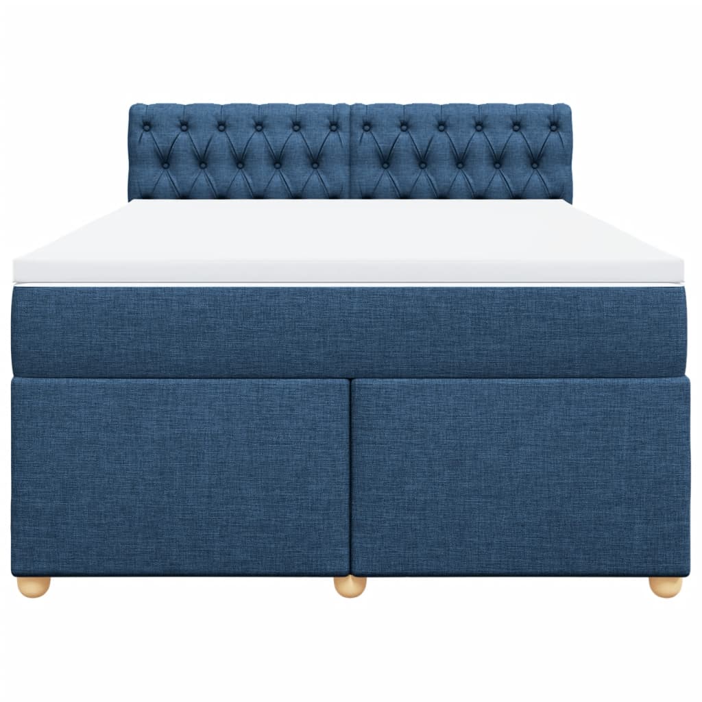 Cama com molas/colchão 160x200 cm tecido azul