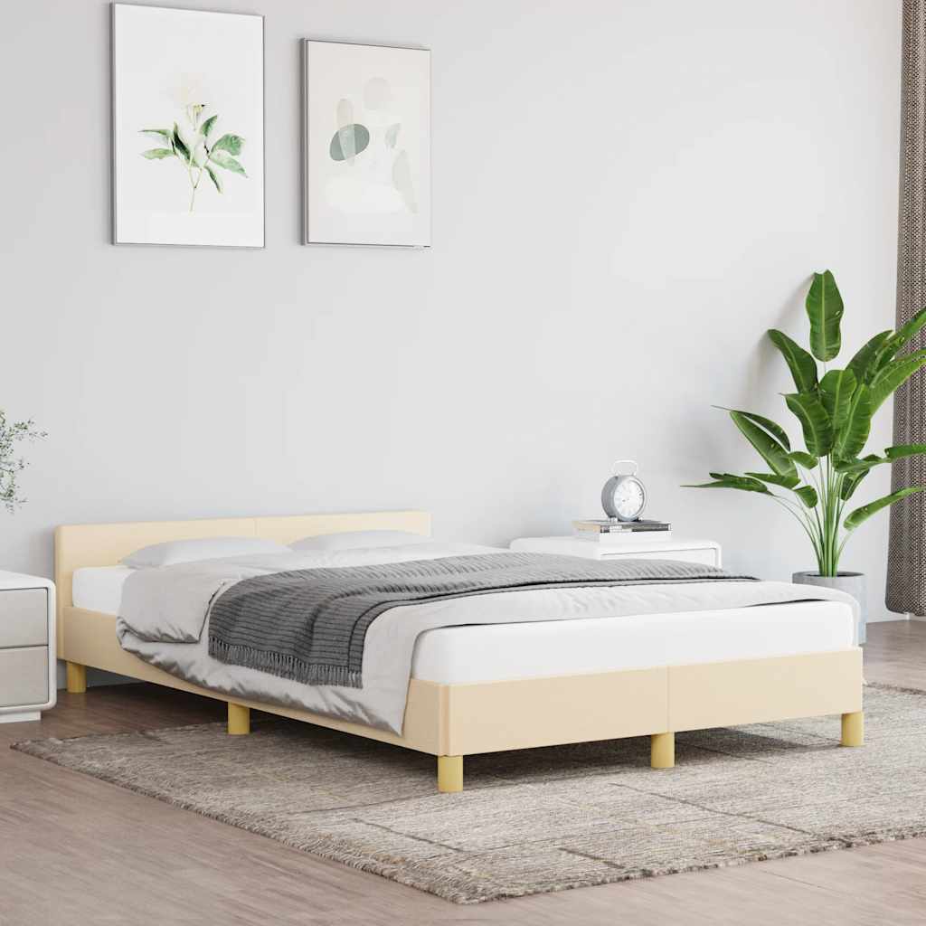 Estrutura de cama sem colchão 120x200 cm tecido cor creme