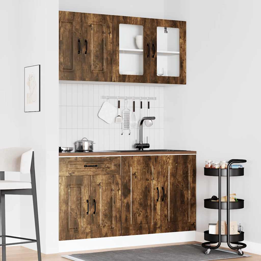4 Peças armário de cozinha conjunto kalmar carvalho fumado