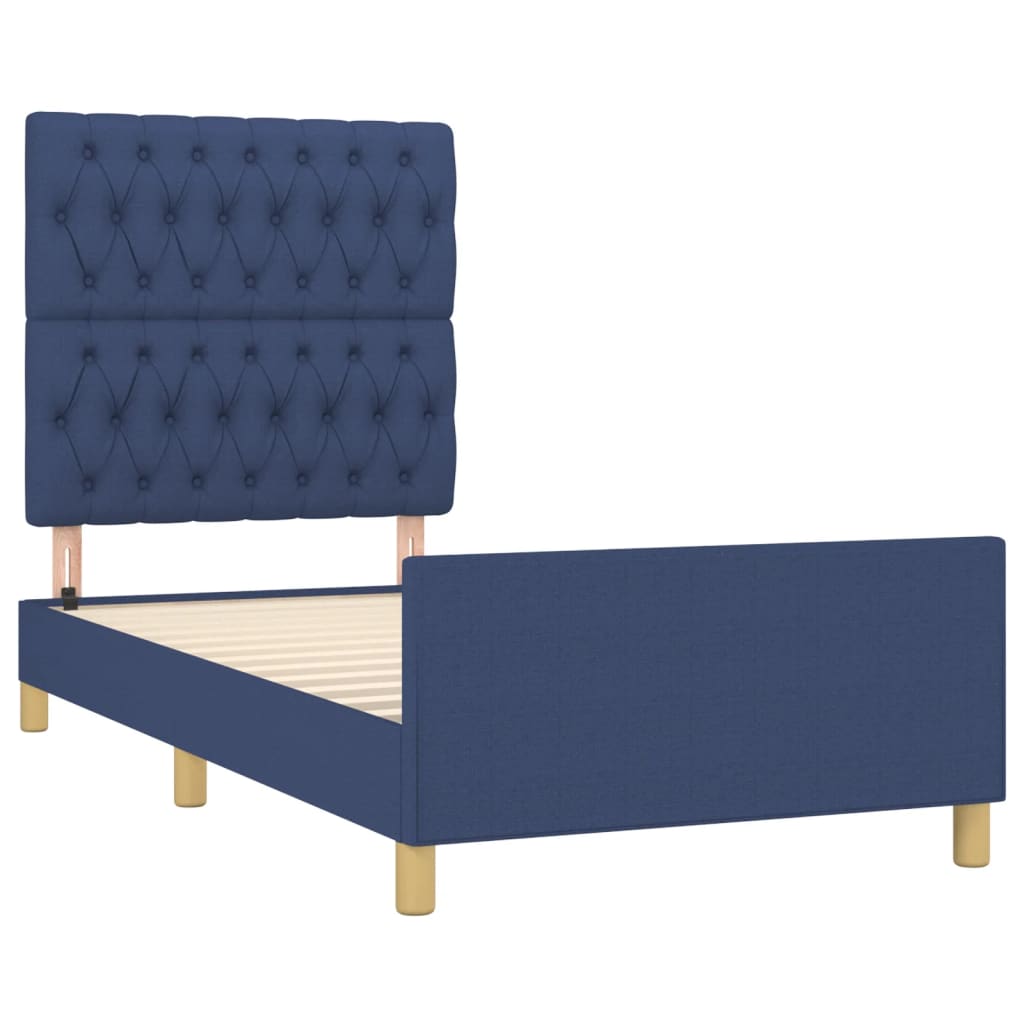 Estrutura de cama sem colchão 90x200 cm tecido azul