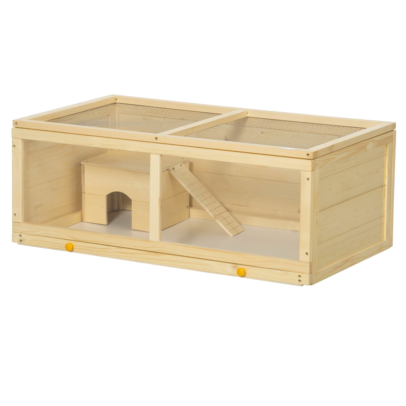 Gaiola para hamster de madeira casa para roedores com tampa abatível painel de acrílico bandeja amovível 100x58x38cm madeira