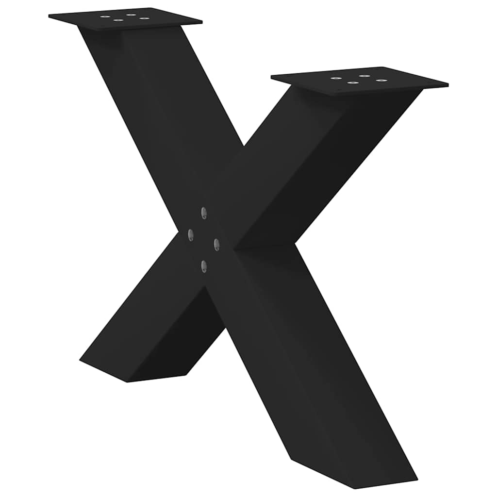 Pés para mesa de centro em formato de x, 2 peças, preto, 70x (42-43) cm, aço