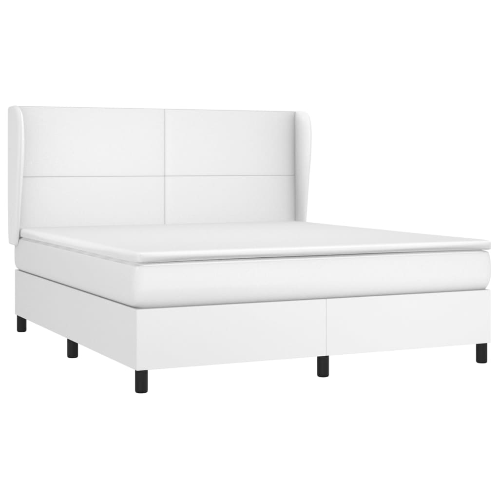 Cama com molas/colchão 180x200 cm couro artificial branco