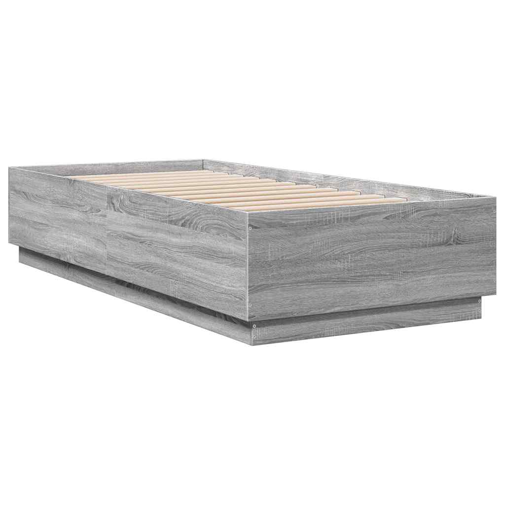 Estrutura cama 100x200 cm derivados de madeira cinzento sonoma