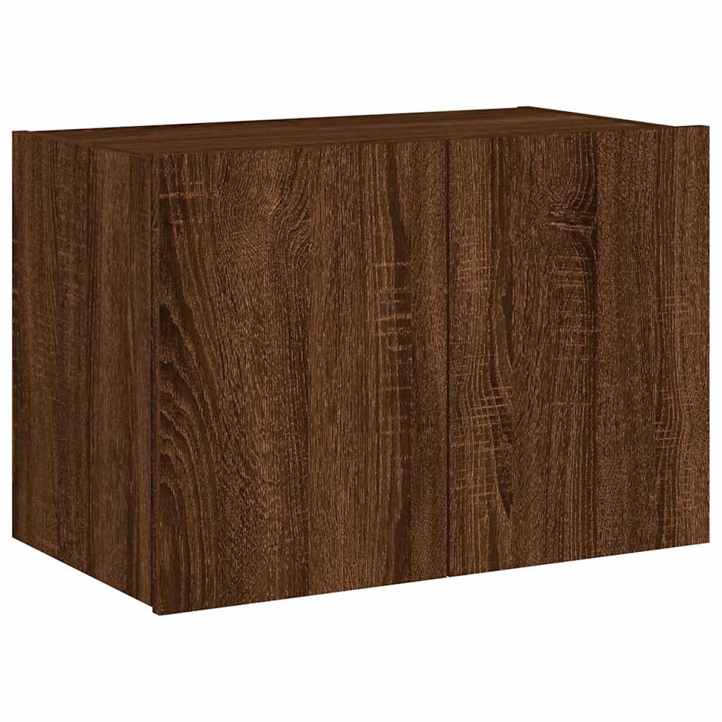 Móvel parede p/ TV c/ luzes LED 60x35x41 cm carvalho castanho