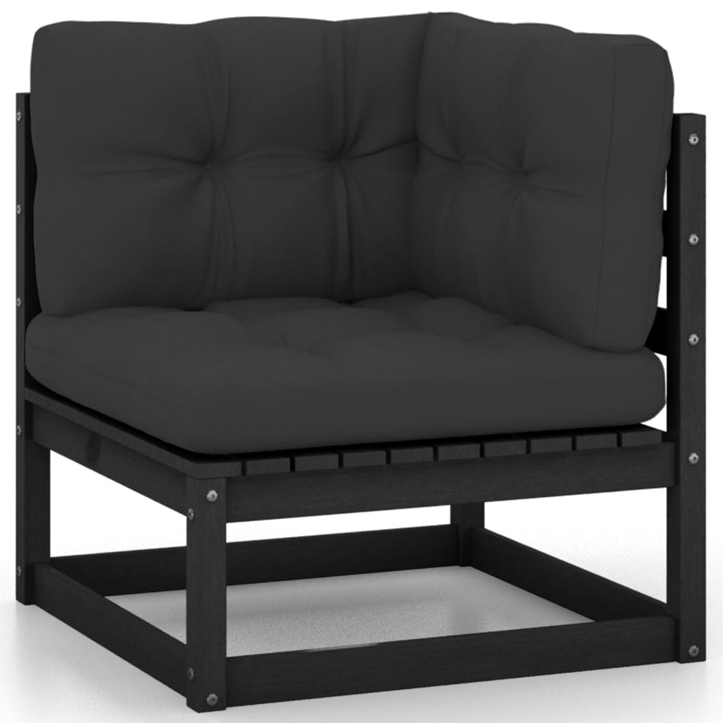 8 Pcs conjunto lounge de jardim c/ almofadões pinho maciço