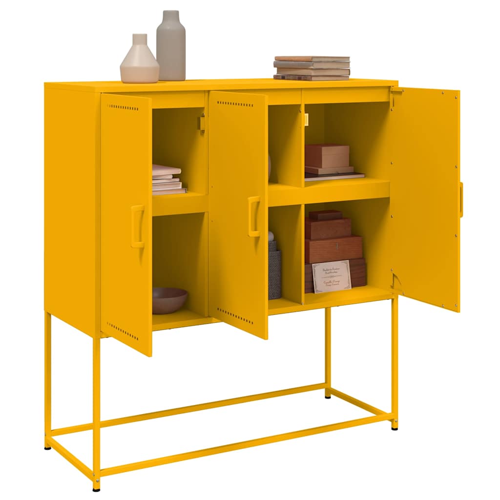 Aparador alto 100,5x39x107 cm aço amarelo mostarda