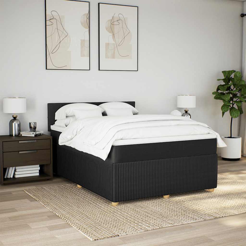 Cama com molas/colchão 140x200 cm tecido preto
