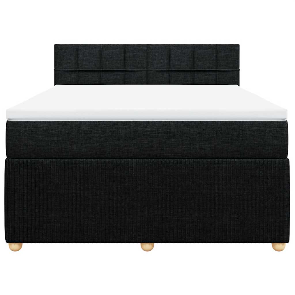 Cama com molas/colchão 140x200 cm tecido preto