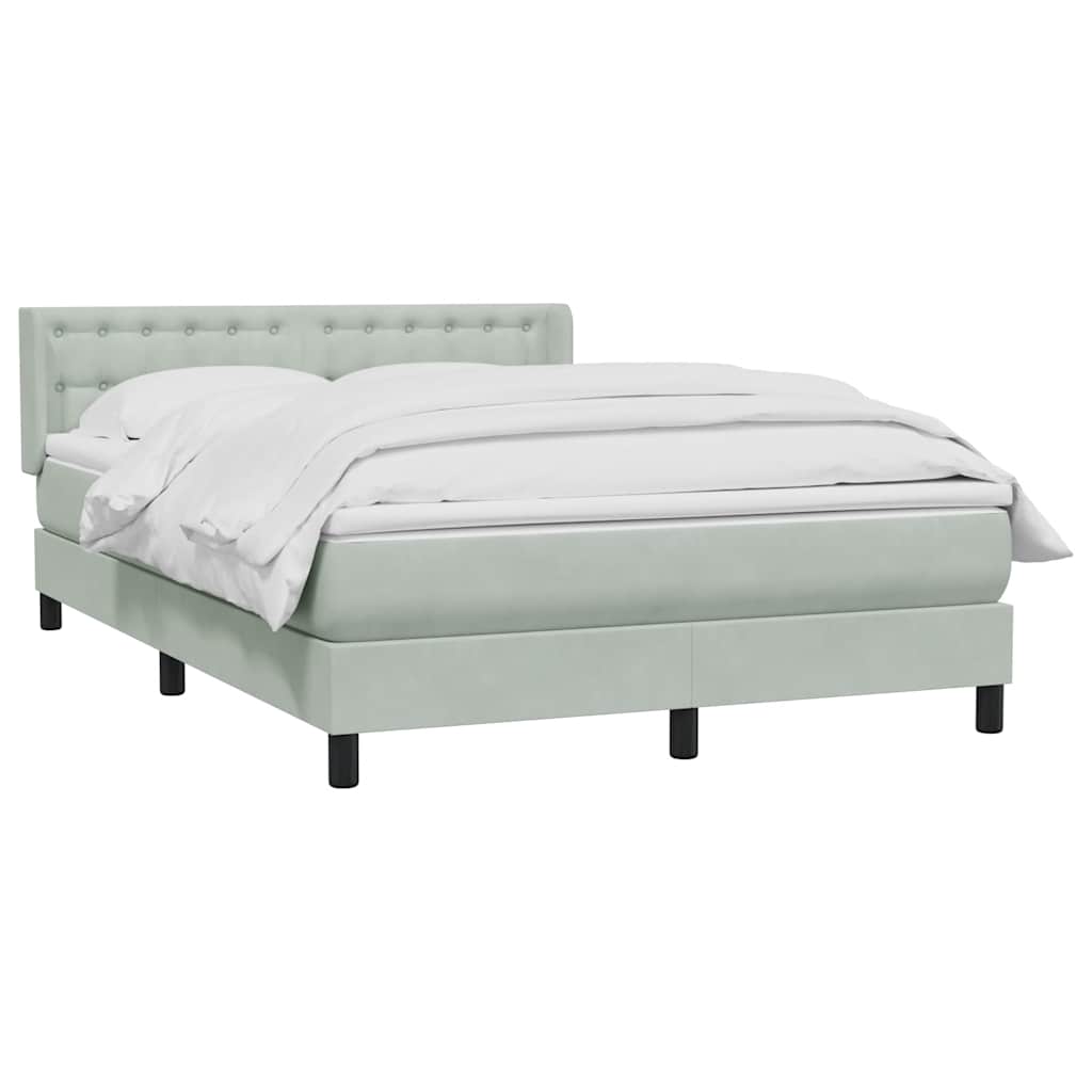 Cama com molas/colchão 160x210 cm veludo cinzento-claro