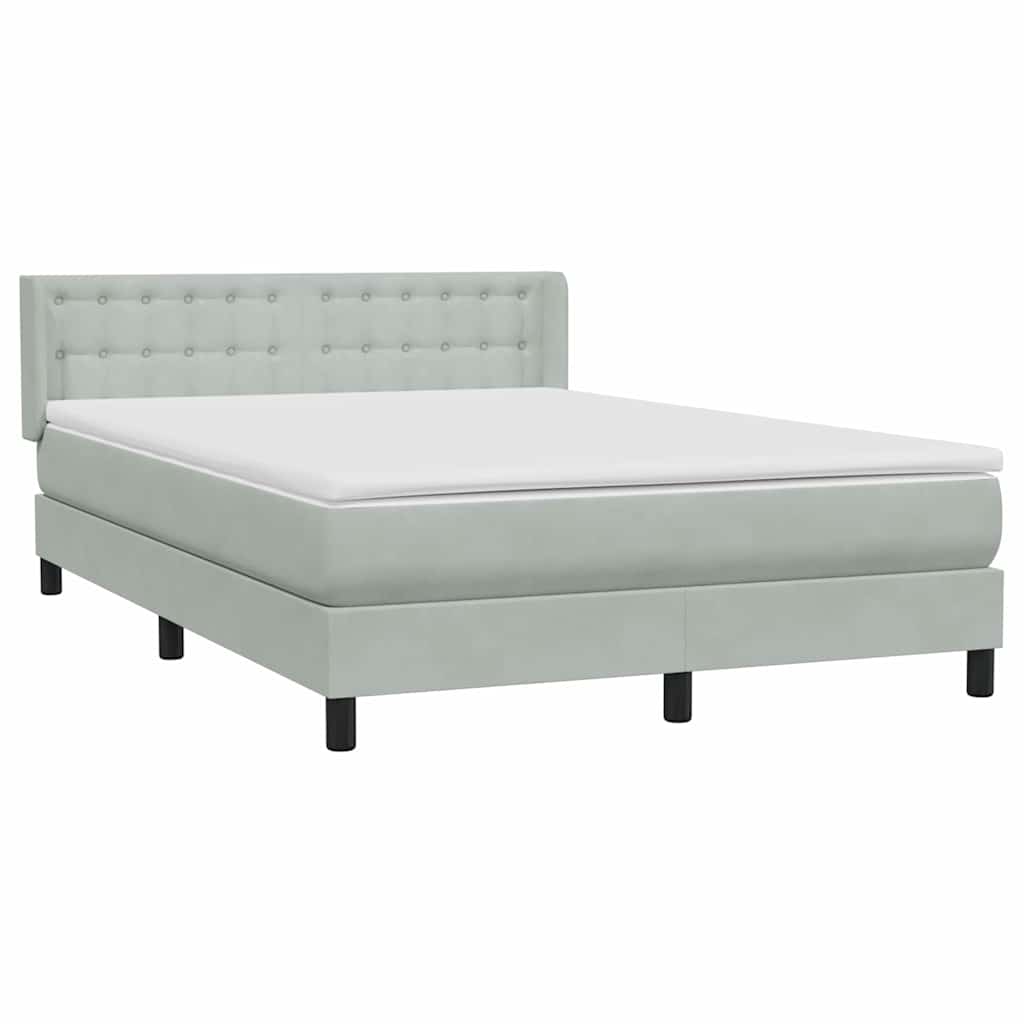 Cama com molas/colchão 160x210 cm veludo cinzento-claro