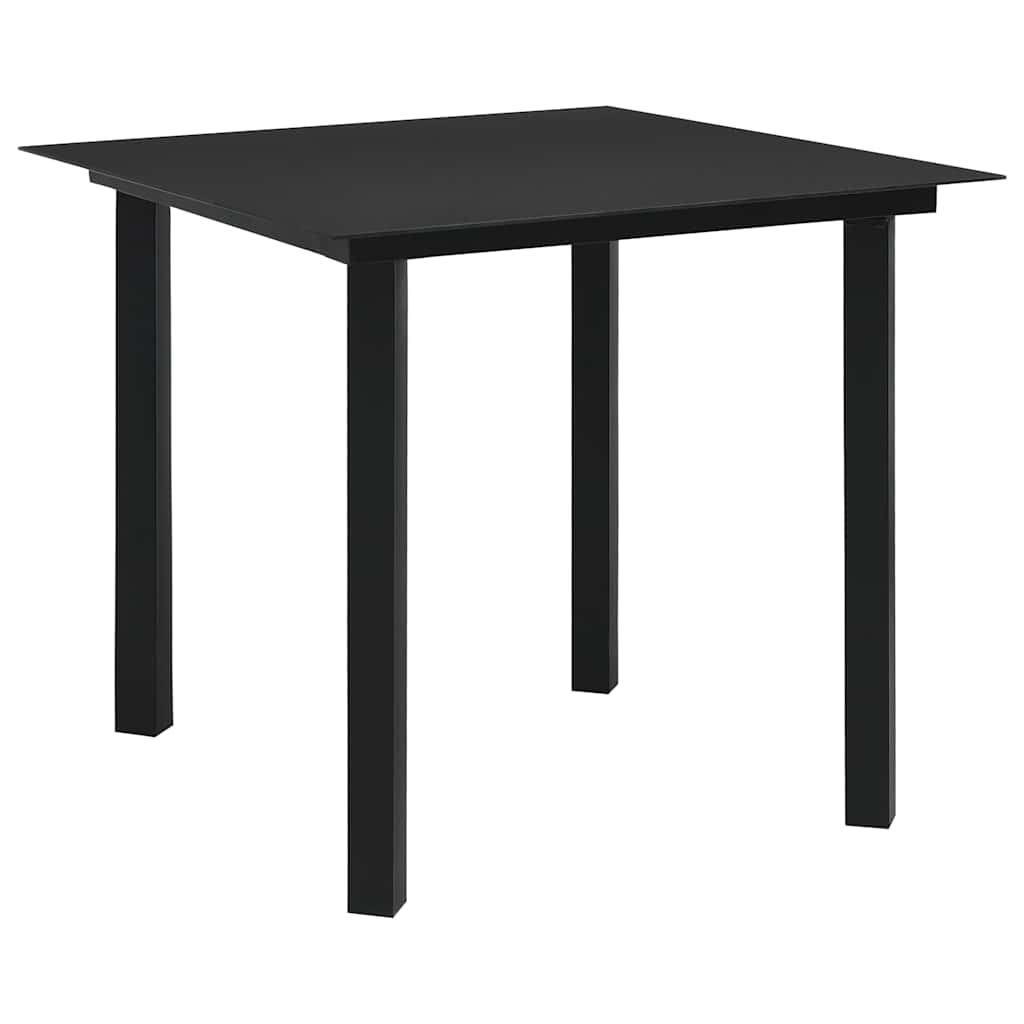 3 Pcs conjunto de jantar para jardim vime de PVC preto