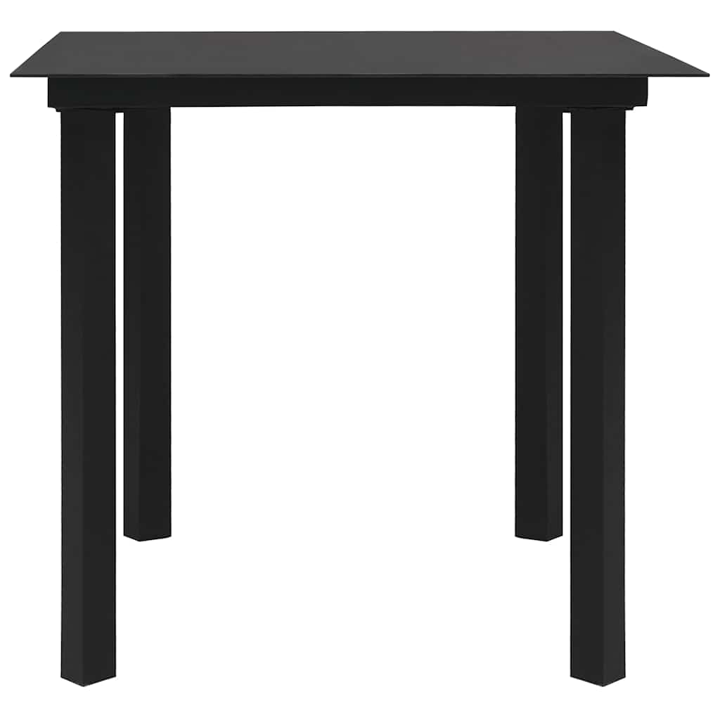 3 Pcs conjunto de jantar para jardim vime de PVC preto