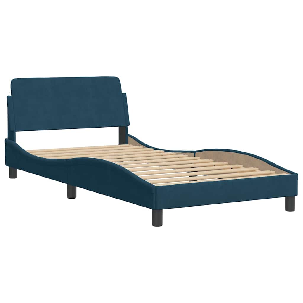 Cama com colchão 100x200 cm veludo azul
