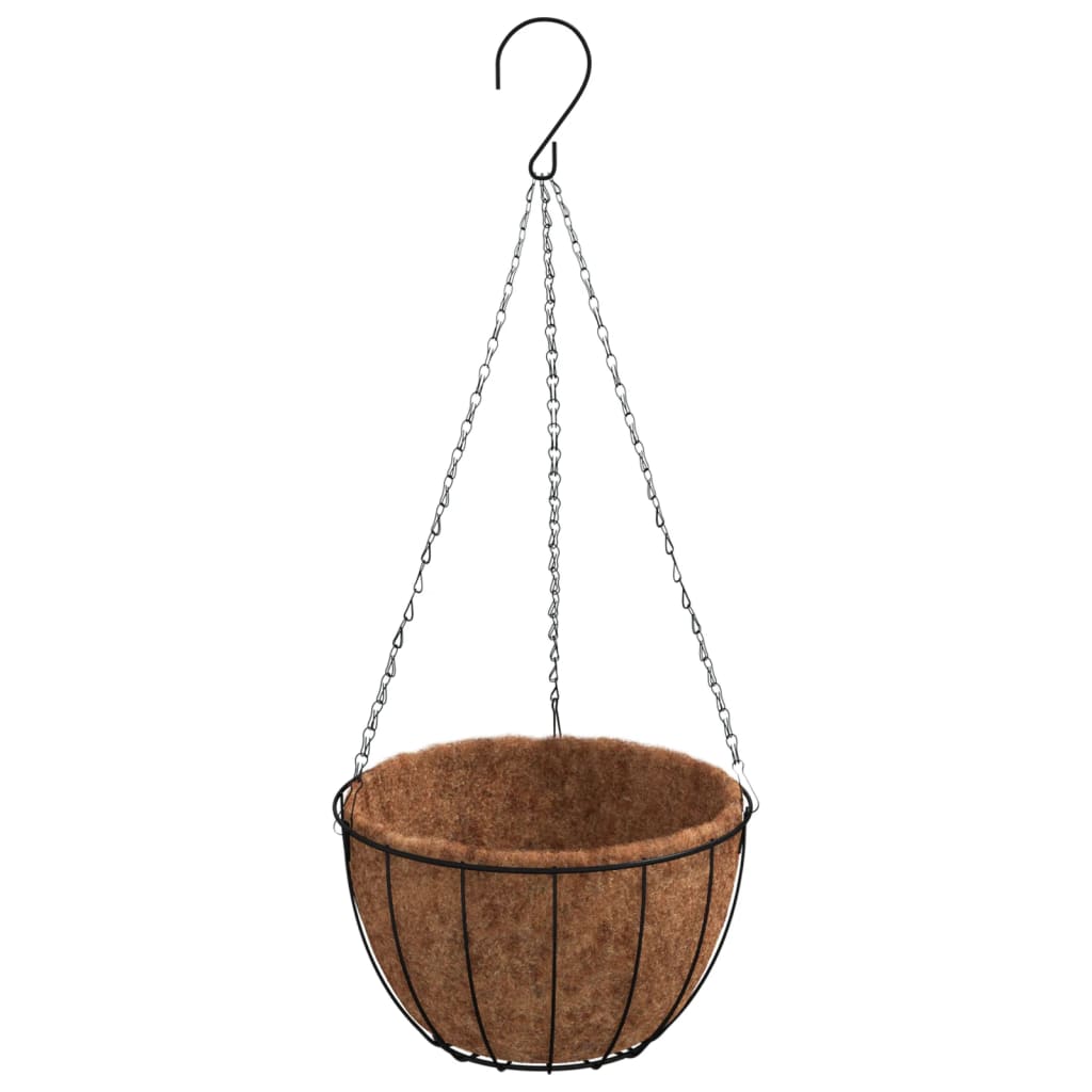 Vasos suspensos 4 pcs c/ forro de coco ø 40x63 cm aço preto