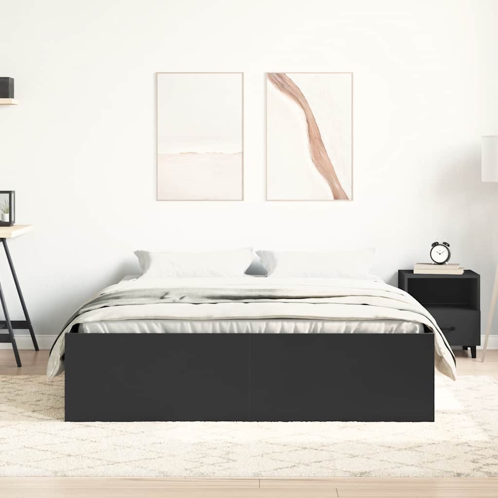 Estrutura de cama de casal 135x190 cm preto