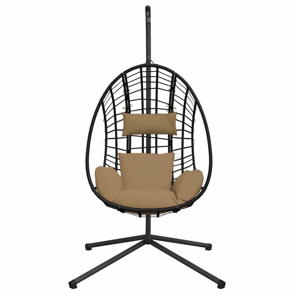 Cadeira em forma de ovo suspensa c/ suporte vime/aço antracite