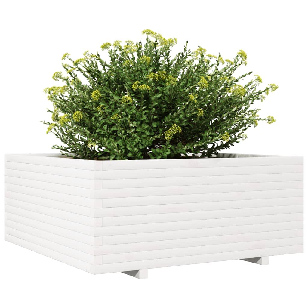 Vaso/floreira de jardim 110x110x49,5 cm pinho maciço branco