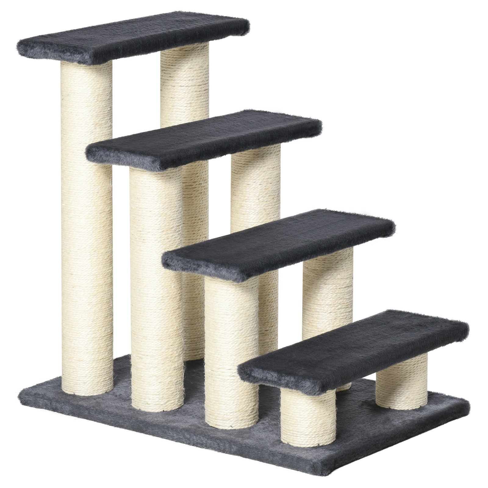 Escadas para animais de estimação 60x42x61 cm escadas para gatos pequenos cães mais velhos cobertura macia arranhador estável 4 degraus cinza