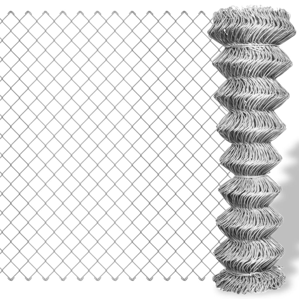 Cerca de arame 15x1,5 m aço galvanizado prateado