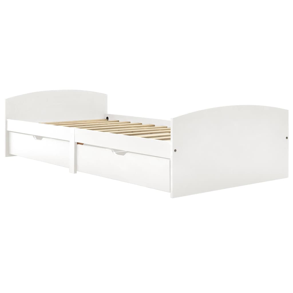 Estrutura de cama com 2 gavetas 90x200 cm pinho maciço branco