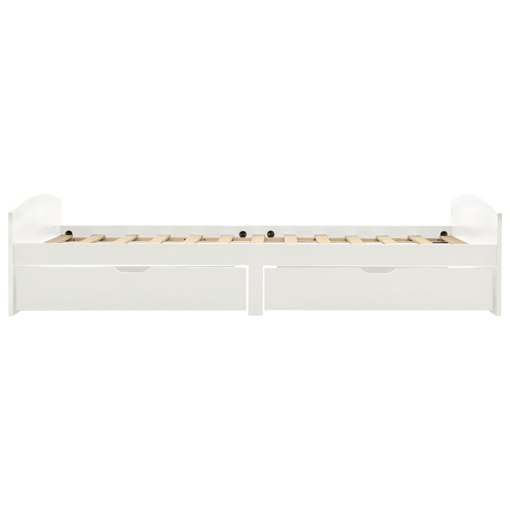 Estrutura de cama com 2 gavetas 90x200 cm pinho maciço branco