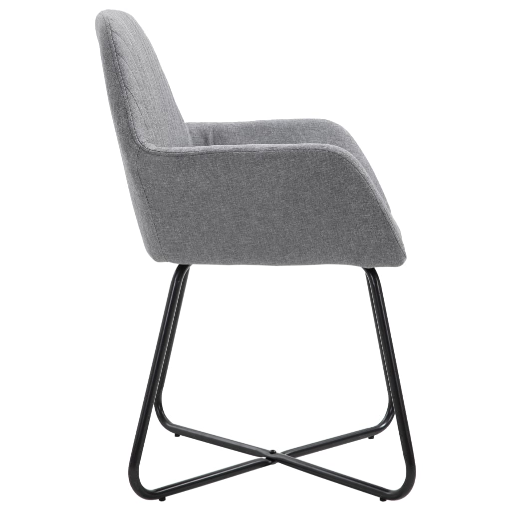 Cadeiras de jantar 4 pcs tecido cinzento-claro
