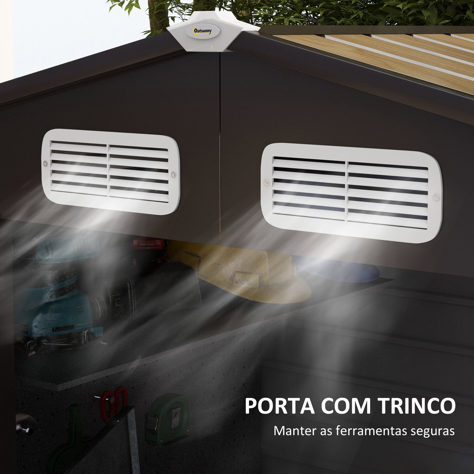 Abrigo de jardim 190x132x187 cm abrigo de ferramentas com 2 janelas de ventilação e porta com fechadura para pátio carvalho