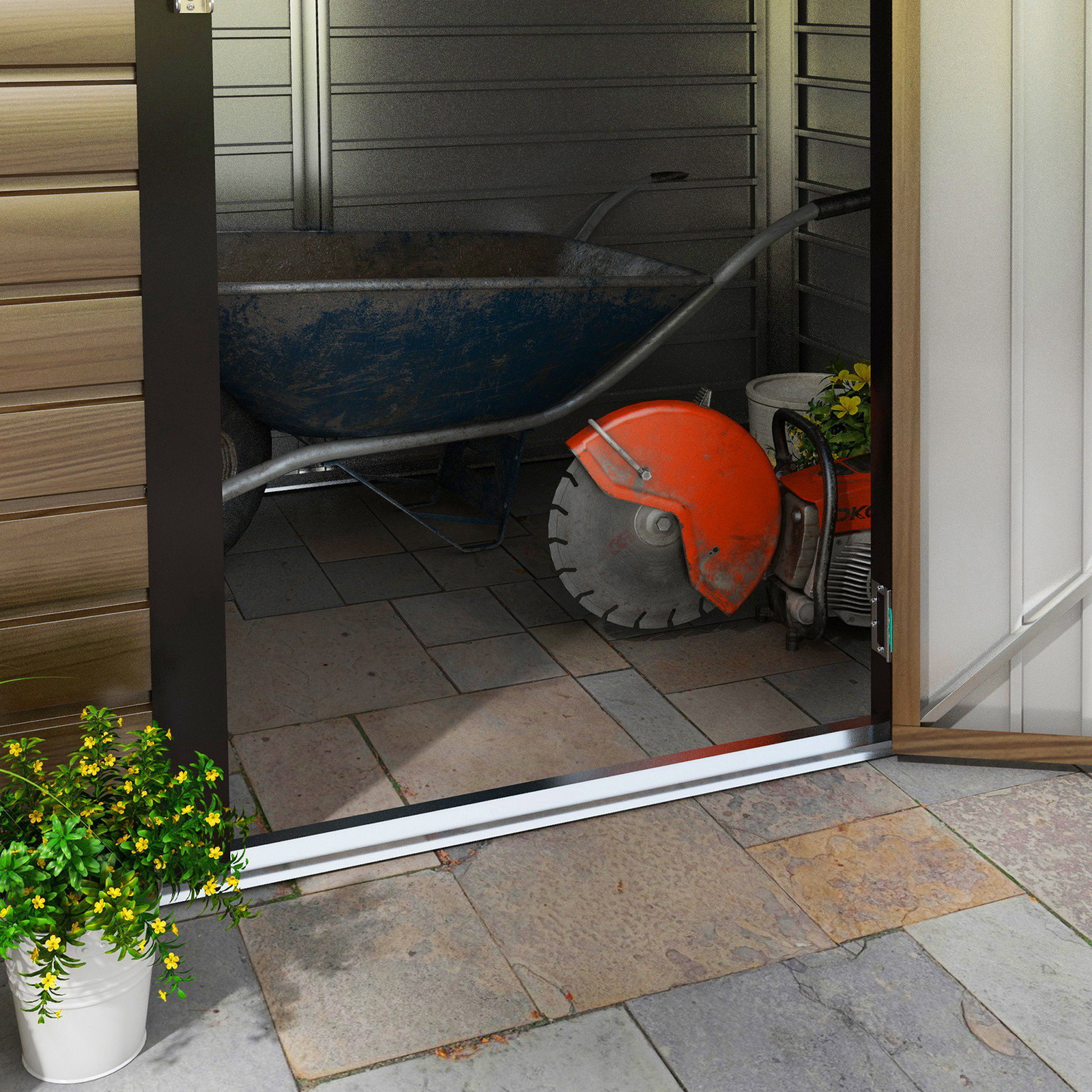 Abrigo de jardim 190x132x187 cm abrigo de ferramentas com 2 janelas de ventilação e porta com fechadura para pátio carvalho