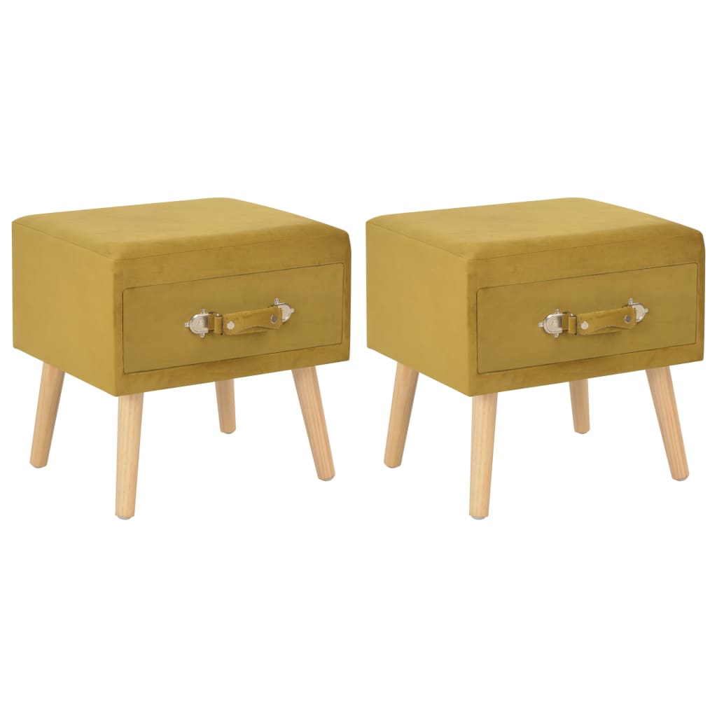 Mesas-de-cabeceira 2 pcs 40x35x40 cm veludo mostarda