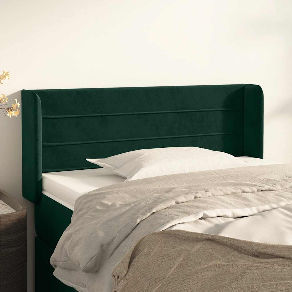 Cabeceira de cama c/ abas veludo 83x16x78/88 cm verde-escuro