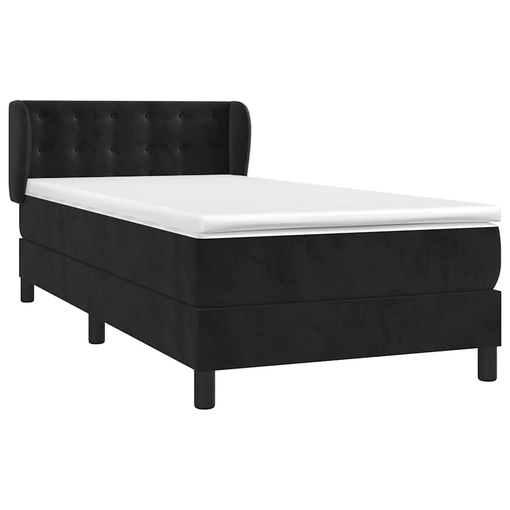 Cama com molas/colchão 100x200 cm veludo preto