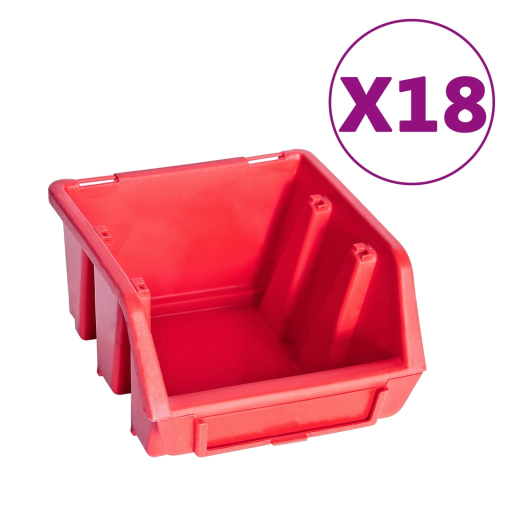 80 Pcs kit caixas arrumação c/ painéis parede vermelho e preto