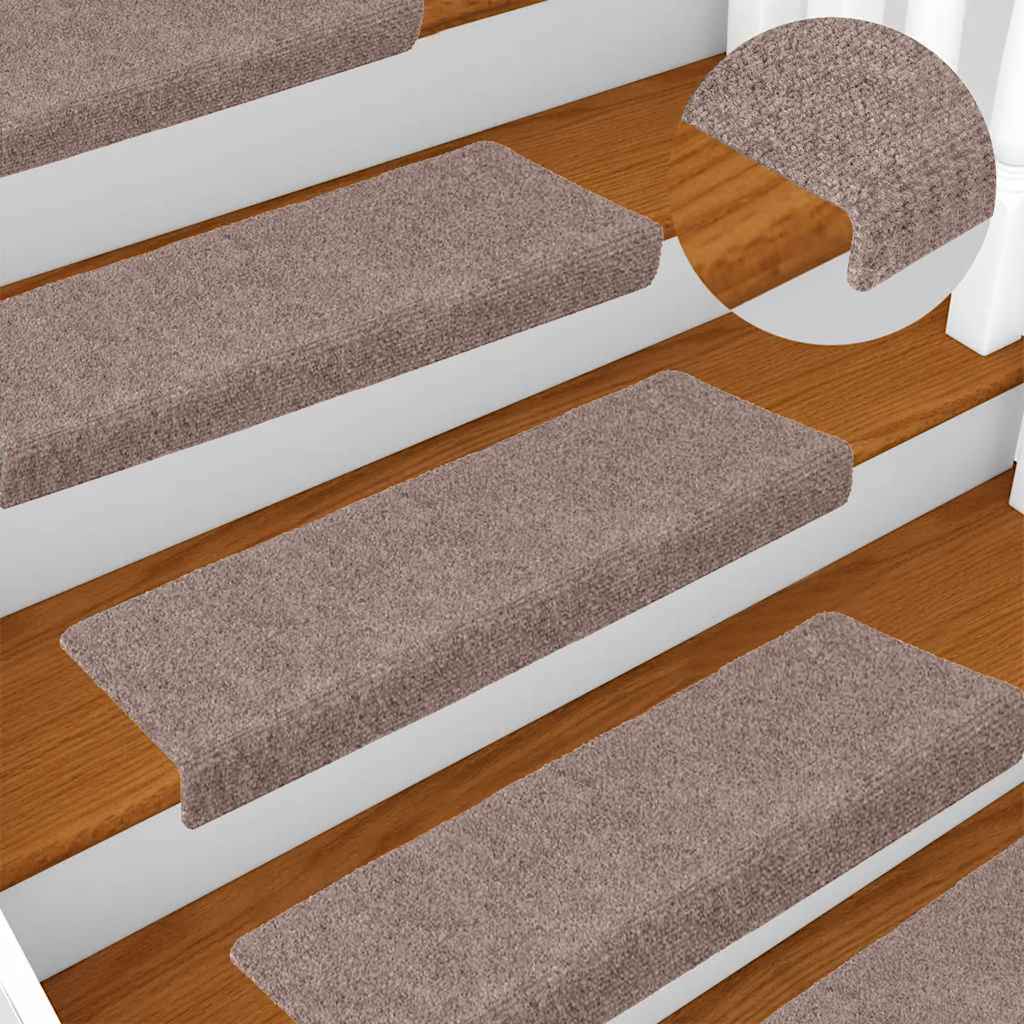 Tapetes de escada autoadesivos 20 peças 65x21x4 cm castanho claro com borda retangular